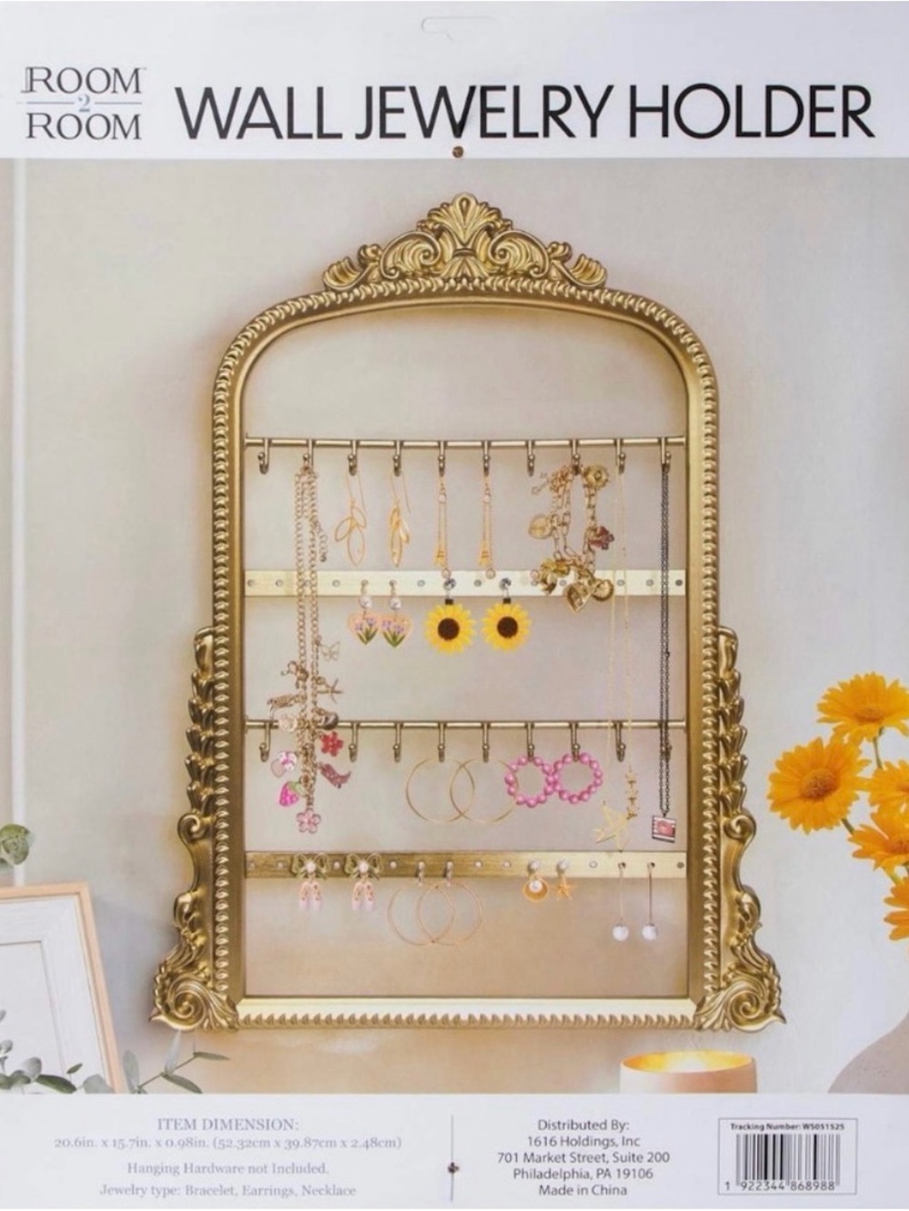 Gold Wall Jewelry Holder